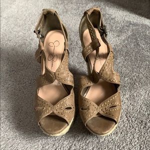 NWOT • Espadrille Peep Toe Wedge • 8 1/2 • Comfy